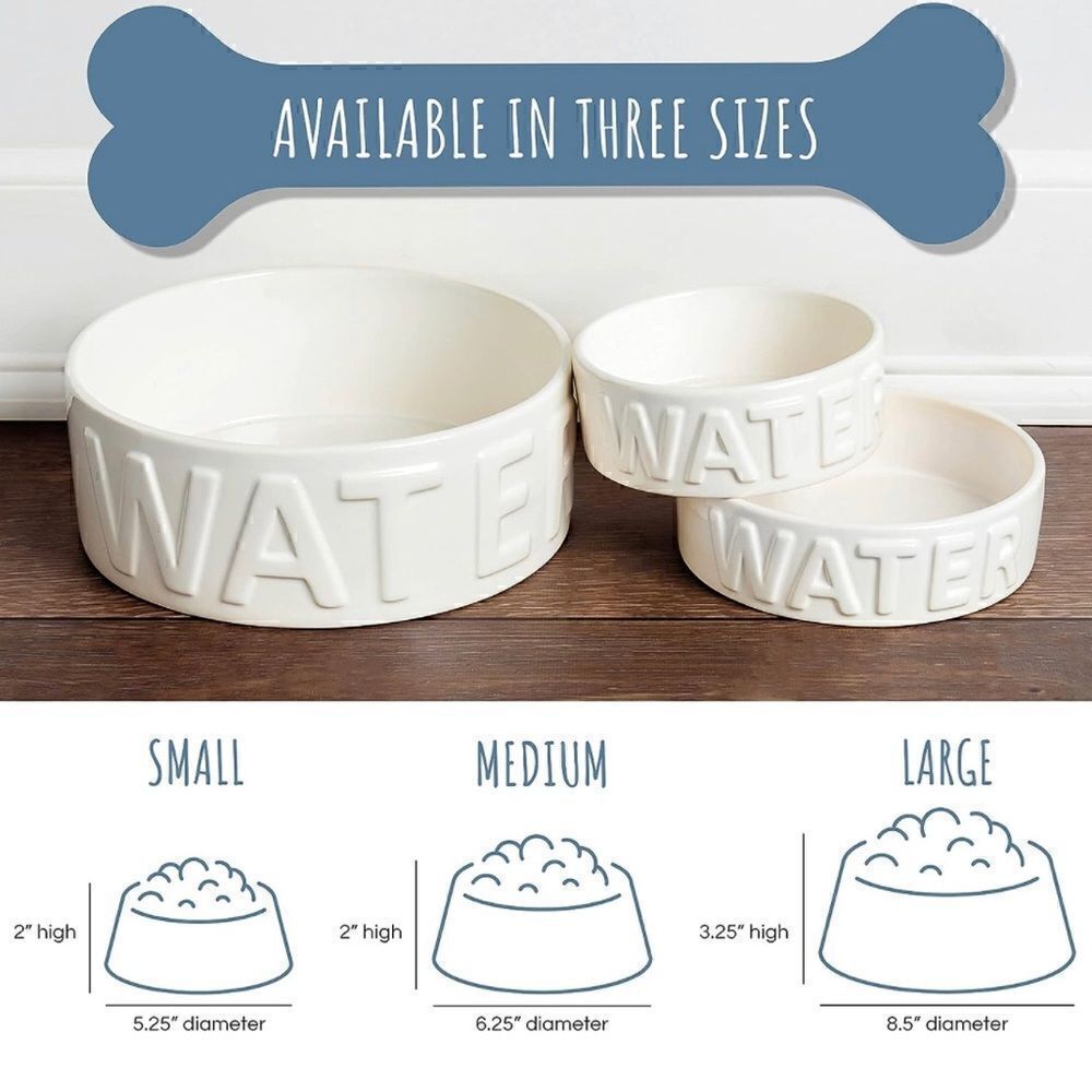 Park Life Designs Pet Bowl | Classic Water (Small, White)